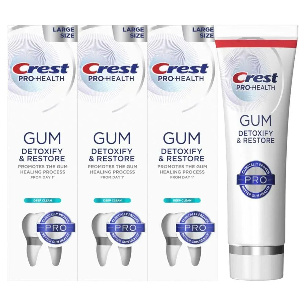 Crest Pro-Health Gum Detoxify and Restore Deep Clean Toothpaste 4.6 Ounce (Pack of 3) Anticavity, Antibacterial Flouride Toothpaste, Clinically Proven