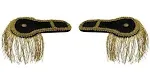 Ringmaster Black Shoulder Epaulettes Gold Fringe Boards Costume Accessories