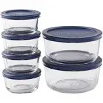 12 Piece Glass Storage Containers with Lids (6 Glass Food Storage Containers &amp; 6