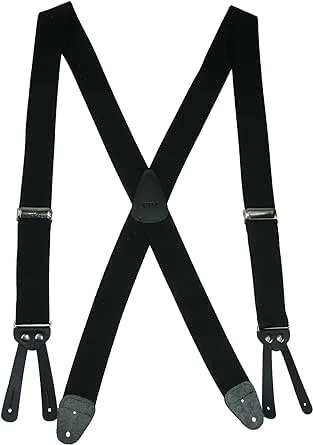 CTM Men&#x27;s Elastic Basic X-Back Button-End Suspenders