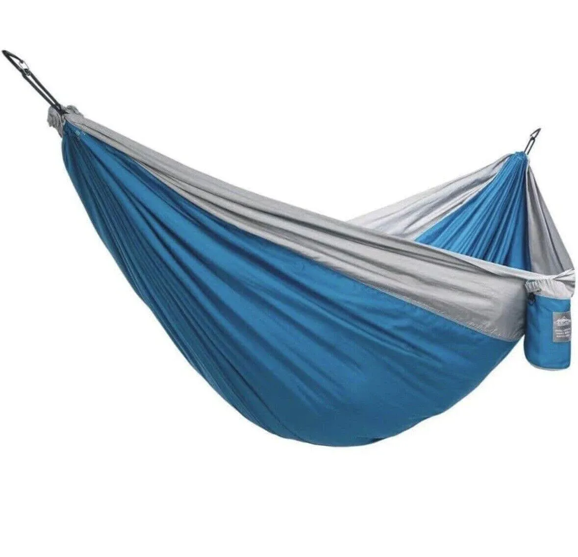 Cascade Mountain Tech Double Hammock Outdoor Blue &amp; Grey Nylon Camping Portable