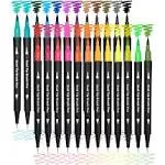 Dual Brush Marker Pens, 24 Colored Markers, Fine Point And Brush Tip Art Markers