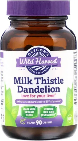 Oregon's Wild Harvest - Milk Thistle Dandelion - 180 Capsules