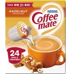 Nestle Coffee mate Creamer Liquid Singles, Hazelnut, 24 Count, Pack of 4