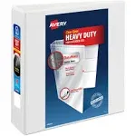 Avery Heavy-Duty View Binder with DuraHinge and One Touch Slant Rings, 3 Rings, 1.5" Capacity, 11 x 8.5, White, 4/Carton