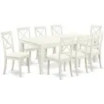 East West Furniture Logan 9-piece Dining Set with Leather Chairs in Linen White - Traditional - Dining Sets - by Homesquare | Houzz