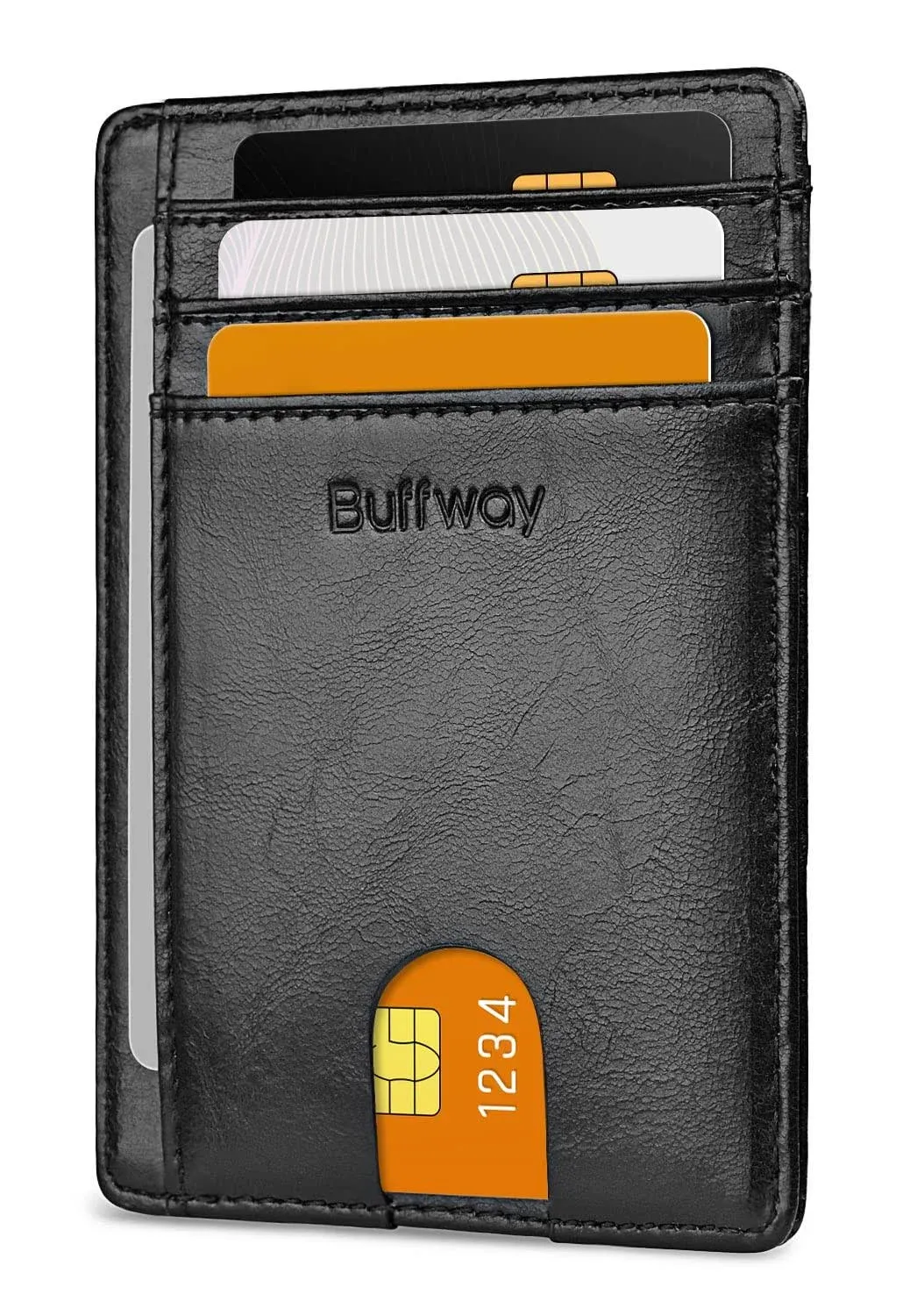 Buffway Slim Wallet for Men or Women Minimalist Small Leather Front Pocket Wallets with RFID Blocking and Gifts Box