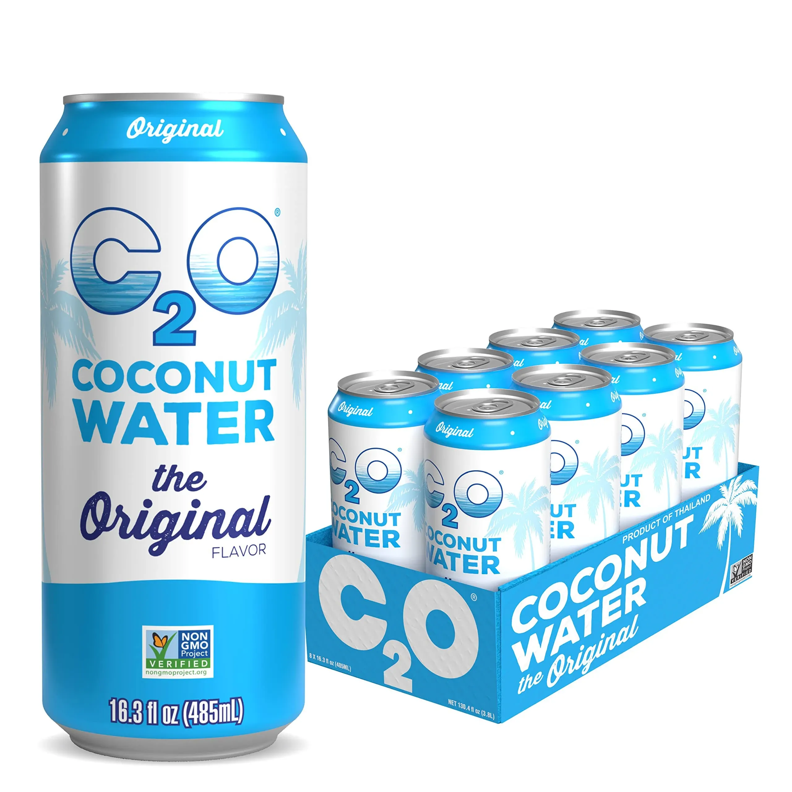 C2O Pure Coconut Water, 16.3 Fluid Ounce Pack of 8