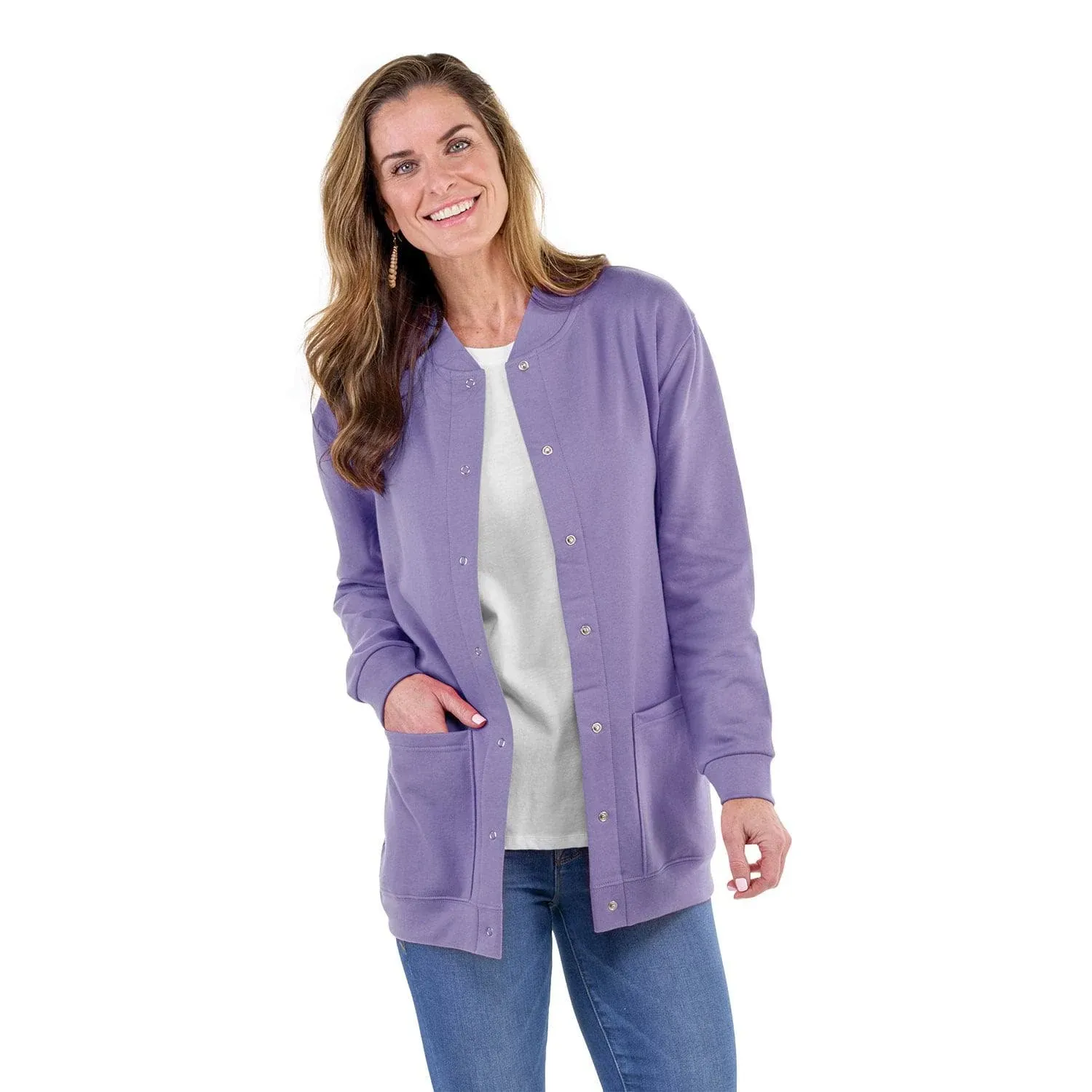 Catalog Classics Snap-Front Fleece Jacket - Periwinkle - 3X