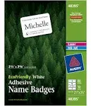 Avery EcoFriendly Adhesive Name Badges, 2-1/3" x 3-3/8", 80 Badges (48395)