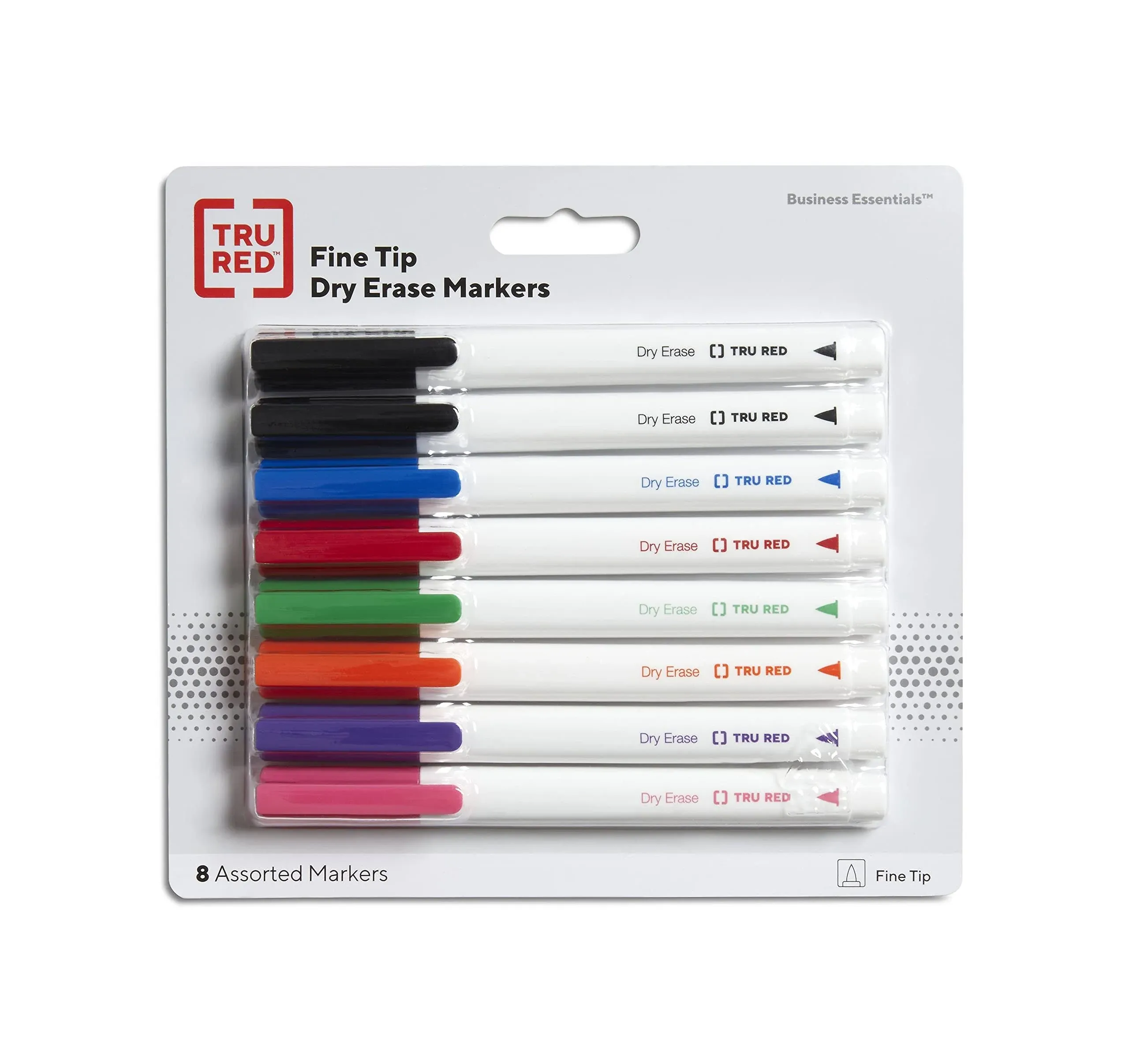 TRU RE Pen Dry Erase Markers, Fine Tip, Assorted, 8/Pack