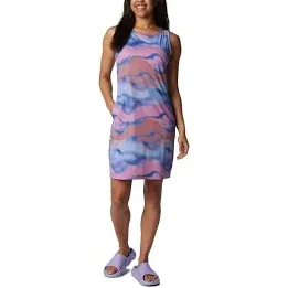 Columbia Dress Women&#039;s Large Blue White Red Floral Summer NWT