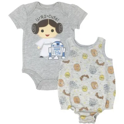 STAR WARS Princess Leia Infant Baby Girls Bodysuit & Sleeveless Romper Set