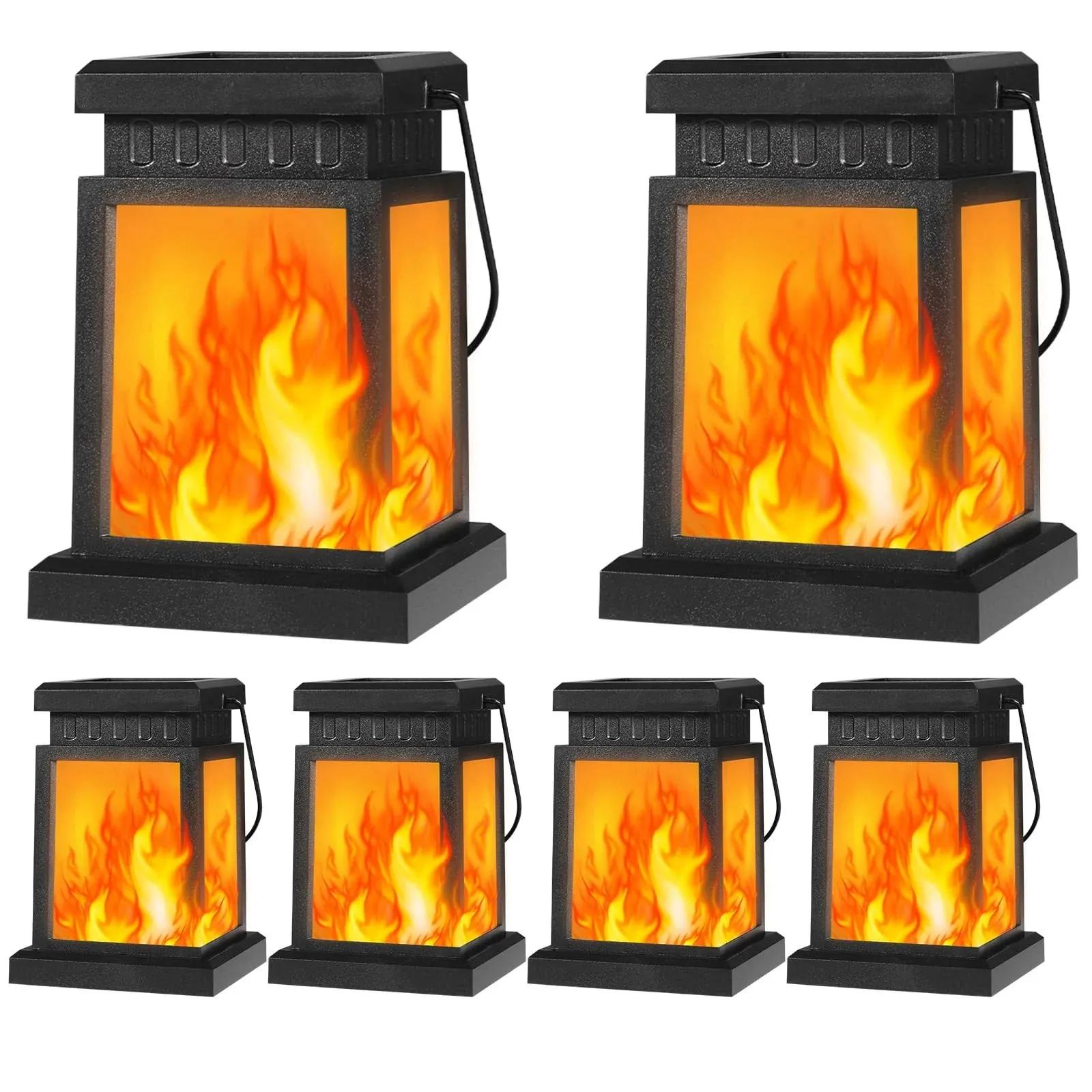 Hanging Solar Lanterns Outdoor Waterproof - 6 Pack Solar Flickering Flame Lig...