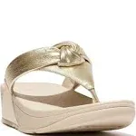 Fitflop Womens Lulu Padded-Knot Metallic-leather Toe-Post Sandals - Platino