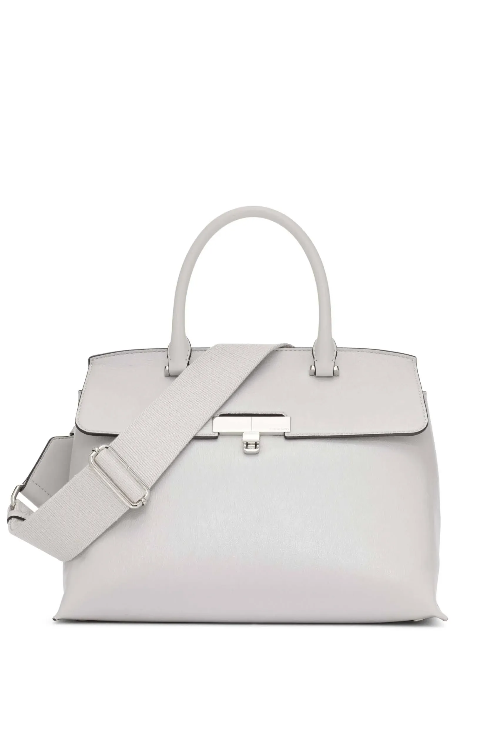 Calvin Klein Becky Turnlock Convertible Satchel - Dove Grey