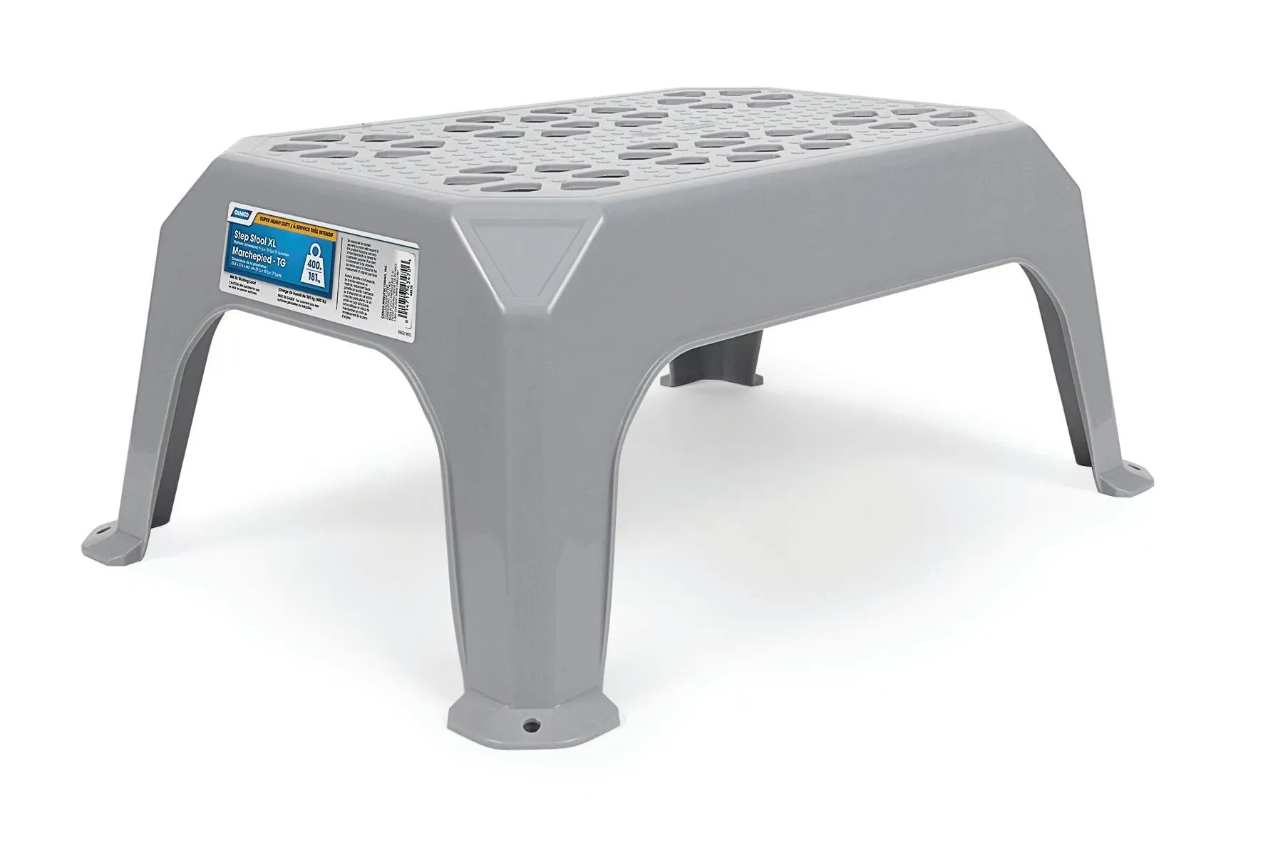 Camco Durable Large Step Stool - Textured Platform Surface to Help Prevent Slipping |Lightweight & Sturdy | Design Excellent for RVs, Trailers, Trucks| 400 lb. Capacity | 23" x 16" x 9 ¼" - Gray (43470)