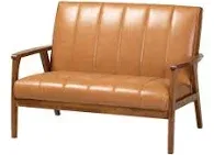 Baxton Studio Nikko Mid-century Modern Faux Leather 2-Seater Loveseat