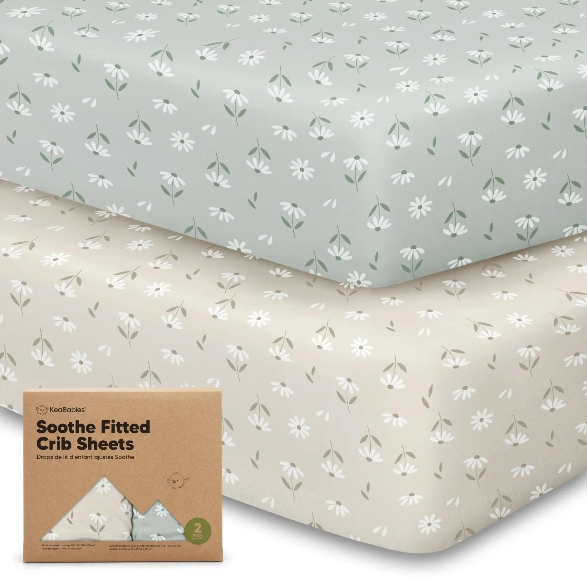 KeaBabies Soothe Fitted Crib Sheet Daisies