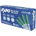 EXPO Vis-A-Vis Wet-Erase Overhead Transparency Markers, Fine Tip, 12-Count