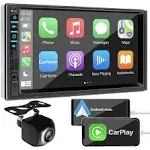 7 Inch Double Din Car Stereo for Apple Carplay &amp; Android Auto with Voice Cont...