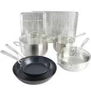 Babish 12-Piece Mixed Material Professional Grade Cookware Set W/Baking Sheets