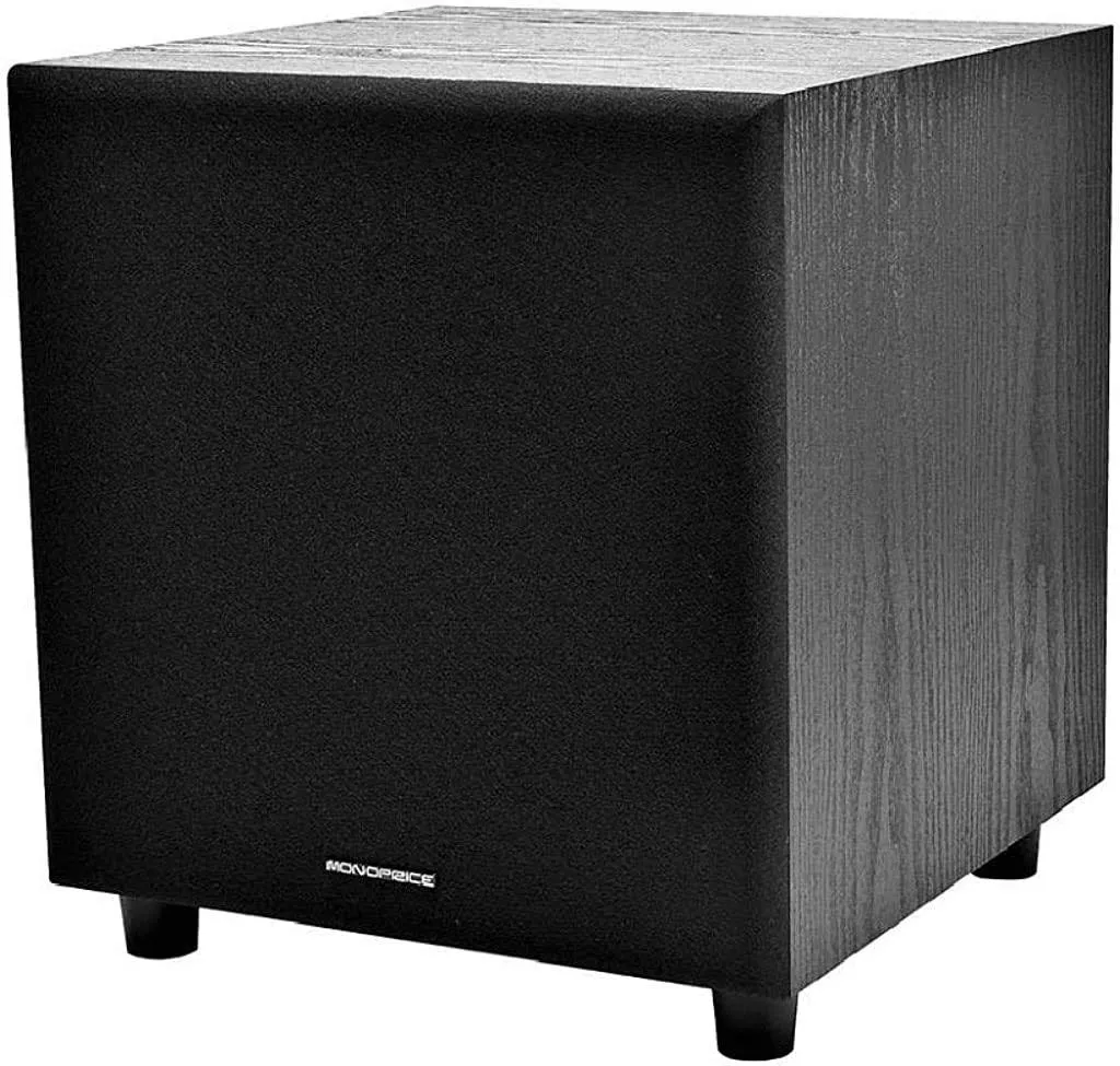 Monoprice 60-Watt Powered Subwoofer - 8 Inch With Auto-On Function, For Studio And Home Theater Black