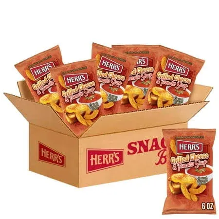 Herr's Grilled Cheese & Tomato Soup Cheese Curls 6 Ounce (Pack of 6)