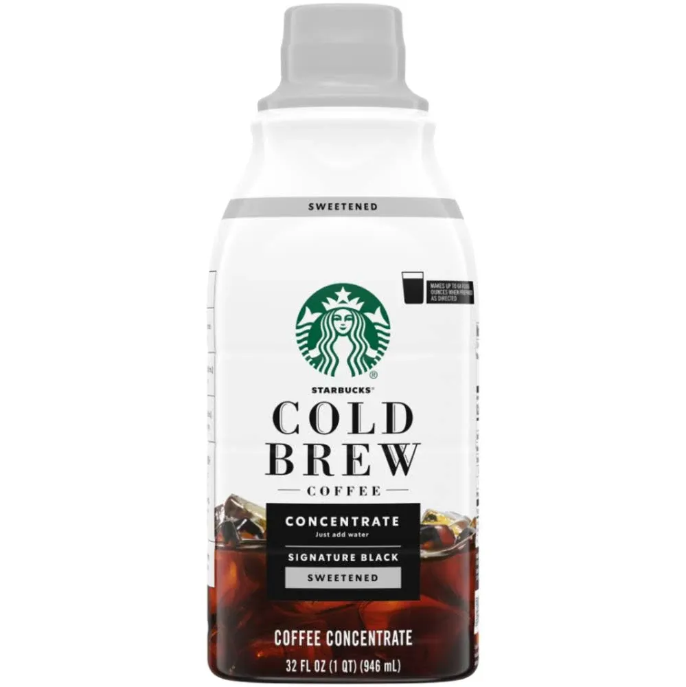 Starbucks Coffee Concentrate, Cold Brew, Signature Black, Sweetened 32 fl oz