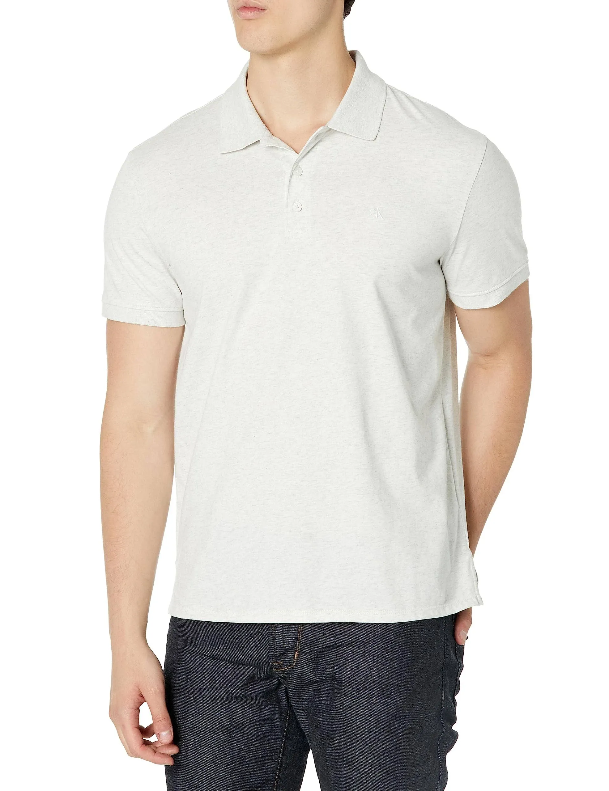 Calvin Klein Men's Smooth Cotton Monogram Logo Polo Shirt