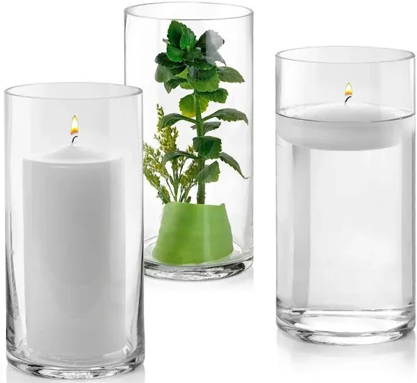 PARNOO Set of 3 Glass Cylinder Vases