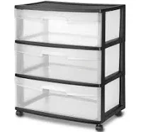 Sterilite 3 Drawer Storage Cart with Clear Drawers and Black Frame (6 Pack)