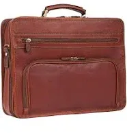 Banuce Vintage Full Grains Italian Leather Briefcase for Men Attache Case Business Laptop Work Bags with Luggage Strap Brown