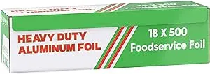 1 Pack Aluminum Foil Wrap 18"x 500 Feet - 22 Microns Heavy-Duty, Commercial Grade for Food Service Industry - Silver Foil for Cooking, BBQ and Baking