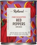 Roland Foods Whole Fire Roasted Red Peppers, 28 Ounce Can, Pack of 4