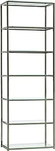 Coaster Furniture Book Case Coaster Contemporary Black Nickel Finished Metal Bookcase with Glass Shelves 14" D x 26" W x 77.75" H 801017