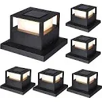 Maggift 6 Pack Solar Post Lights, 20 Lumen Outdoor Warm White High Brightness SMD LED Lighting Solar Powered Cap Light, Fits 4x4, 5x5 or 6x6 Wooden