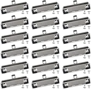 20 Pack Clipboard Clips 3.94x1.18 inch clipboard clamps Metal Hardboard Clips Hook Mountable Stainless Clipboards Hardware with Rubber Grip and Hanging Hole for Office, Craft Project Use