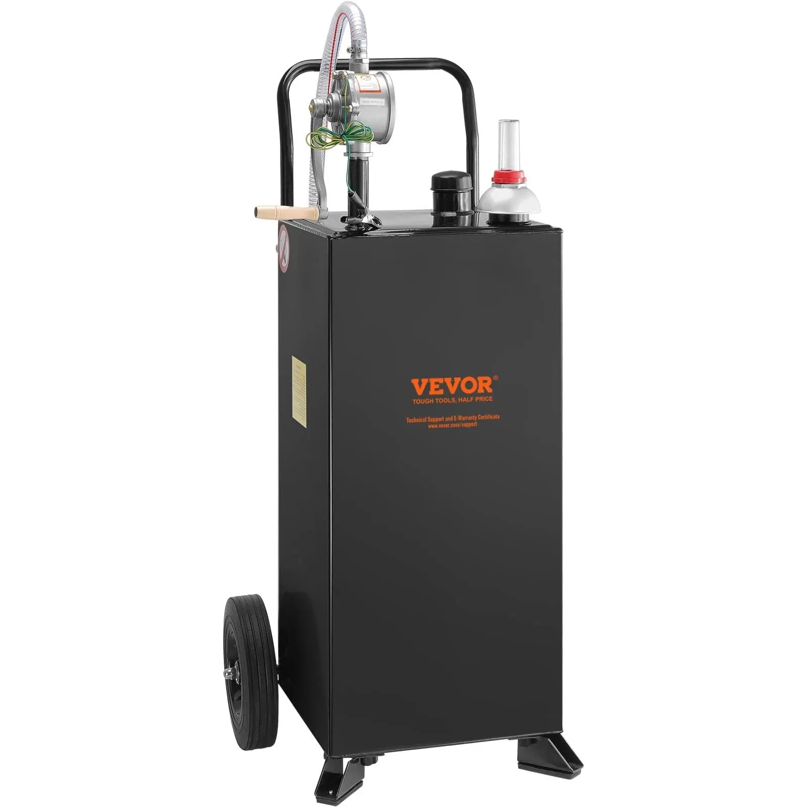 VEVOR Fuel Caddy 30 Gallon, Fuel Storage Tank with Wheels, Portable Gas Caddy with Manual Transfer Pump, Gasoline Diesel Fuel Container for Cars, Lawn Mowers, ATVs, Boats & More, Black