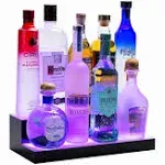 BarSquad LED Lighted Bar Shelf - 16in, 2 Step Illuminated Liquor Bottle Display Shelf with Multicolor Lighting Modes, Wireless Remote