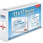 Cardinal 11 x 17 ClearVue Slant-D Ring Binder, 3" Cap, White