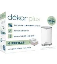 Dekor Plus Diaper Pail Refills | 4 Count | Most Economical Refill System | Quick