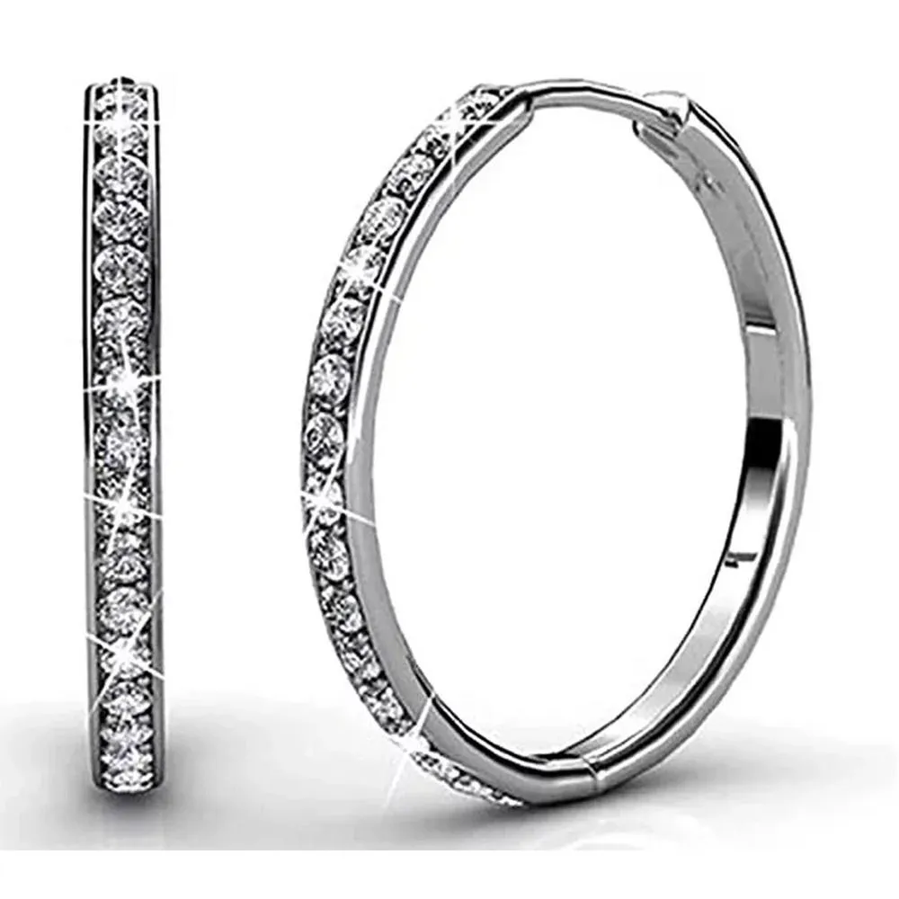 Cate & Chloe 18K White Gold Silver Hoop Earrings