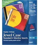 Avery - Inkjet CD/DVD Jewel Case Inserts, Matte White, 20/Pack