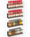 SpaceAid Spice Rack Organizer for Cabinet Door or Wall Mount (4 Pack) with 415 Spice Labels - Wood Hanging Seasoning Shelf for Cupboard Pantry or