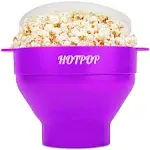 Hotpop The Original Microwave Popcorn Popper, Silicone Popcorn Maker, Collapsible Bowl BPA Free & Dishwasher Safe (Purple)