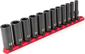 TEKTON SID91107 3/8 in. Drive Deep 6-Point Impact Socket Set 19-Piece