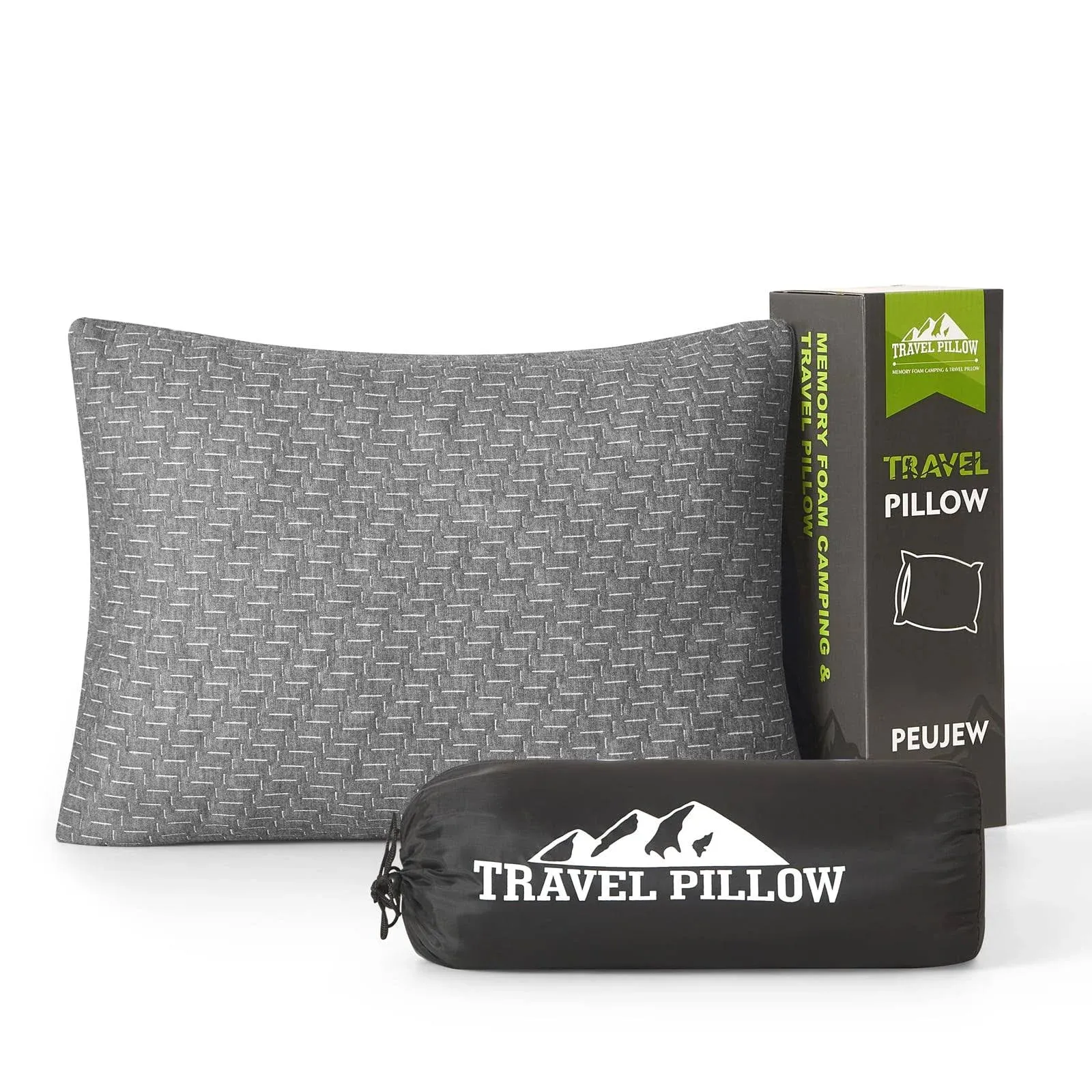 Small Shredded Memory Foam Pillow, Camping Pillow Travel Pillow - Compressible Medium Firm, Breathable Cover, Ideal Backpacking Hiking, Airplane and Car