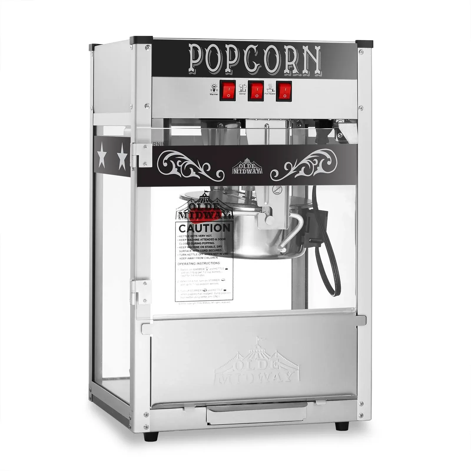 8 oz Commercial Popcorn Machine, Black