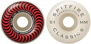 Spitfire - F4 99a Classic Swirl 51mm Wht W/red - Skateboard Wheels (Set of Four)